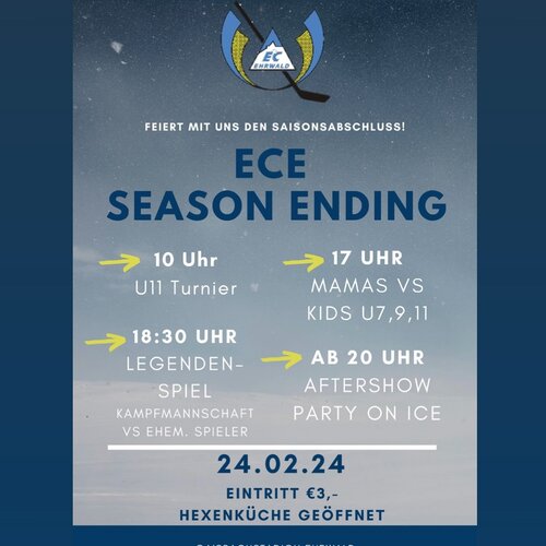 SEASON ENDING - Der ECE verabschiedet sich nächsten Samstag den 24.02. in die Sommerpause 🙌🏼
Gemeinsam mit Euch -...